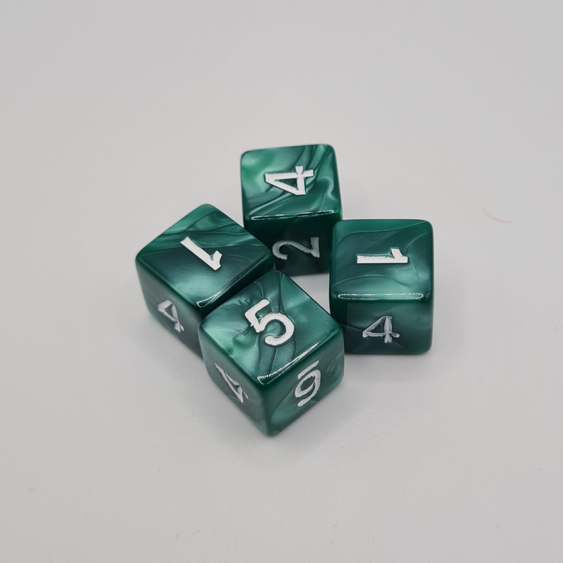 Single Sea Green Swirl White Numbers 6-Sided Tabletop Gaming Dice