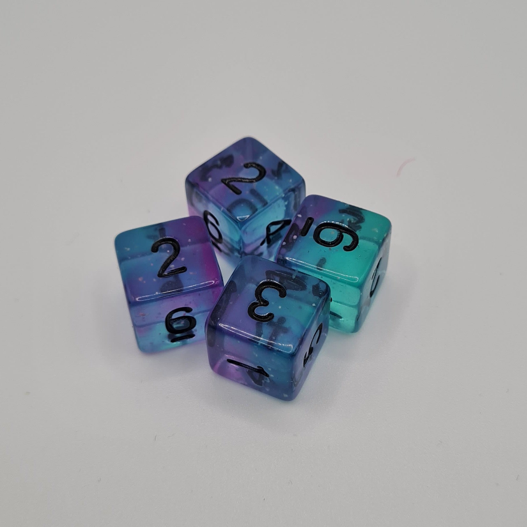 Single Purple and Green Ice 6-Sided Tabletop Gaming Dice
