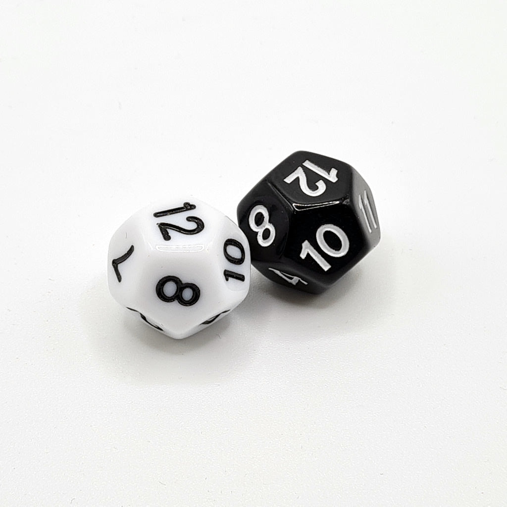 Daggerheart Hope & Fear Dice Set – 2 x D12 (Black & White)