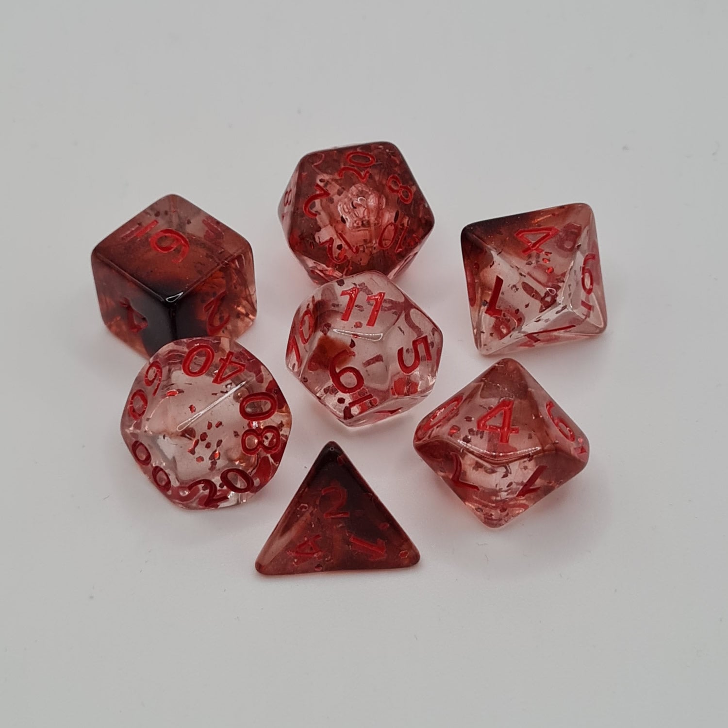 Blood Ice Polyhedral Dice Set – 7-Piece Tabletop Gaming Dice with Bag