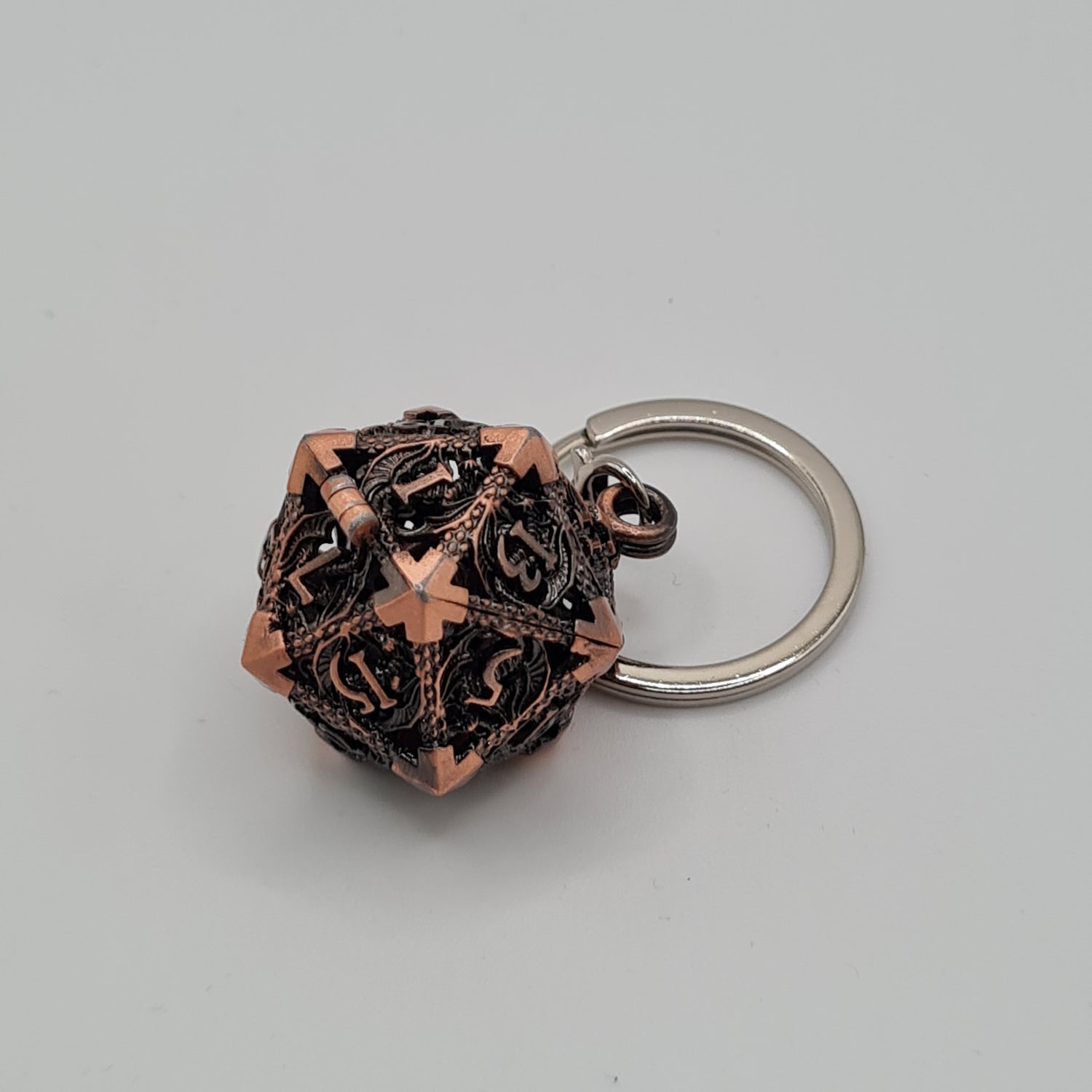 Copper D20 Keyring with Mini Dice