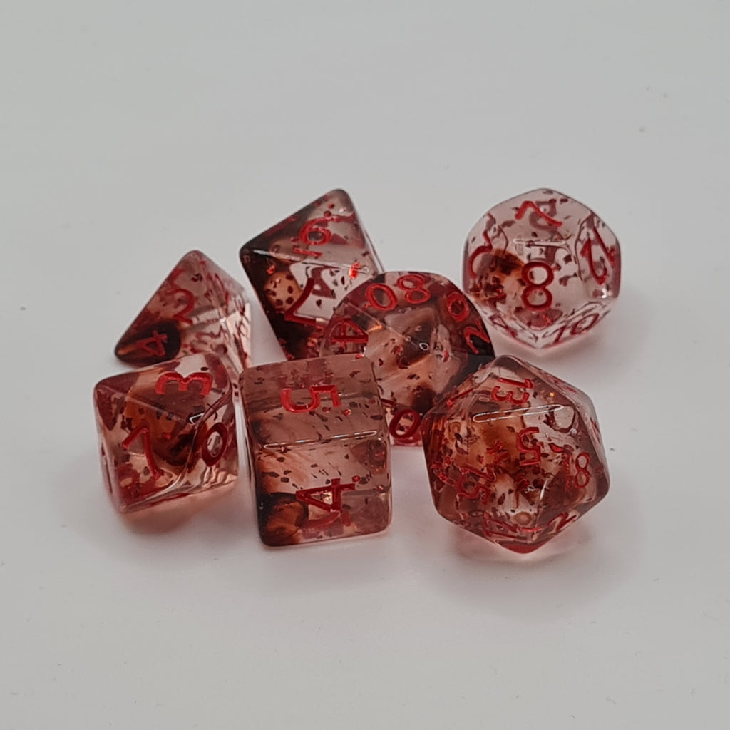 Blood Ice Polyhedral Dice Set – 7-Piece Tabletop Gaming Dice with Bag
