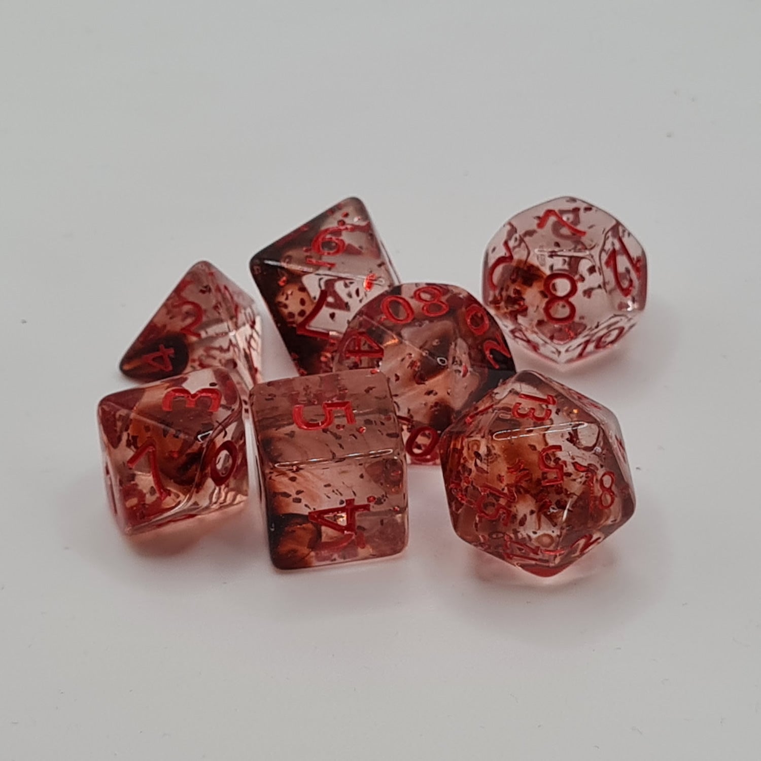 Blood Ice Polyhedral Dice Set – 7-Piece Tabletop Gaming Dice with Bag