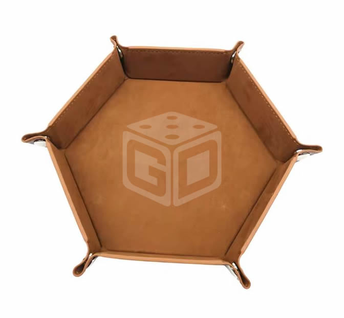 PU Leather Hexagonal Folding Dice Tray